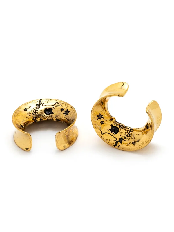 Gold Crescent Moon Skull Steel Saddles