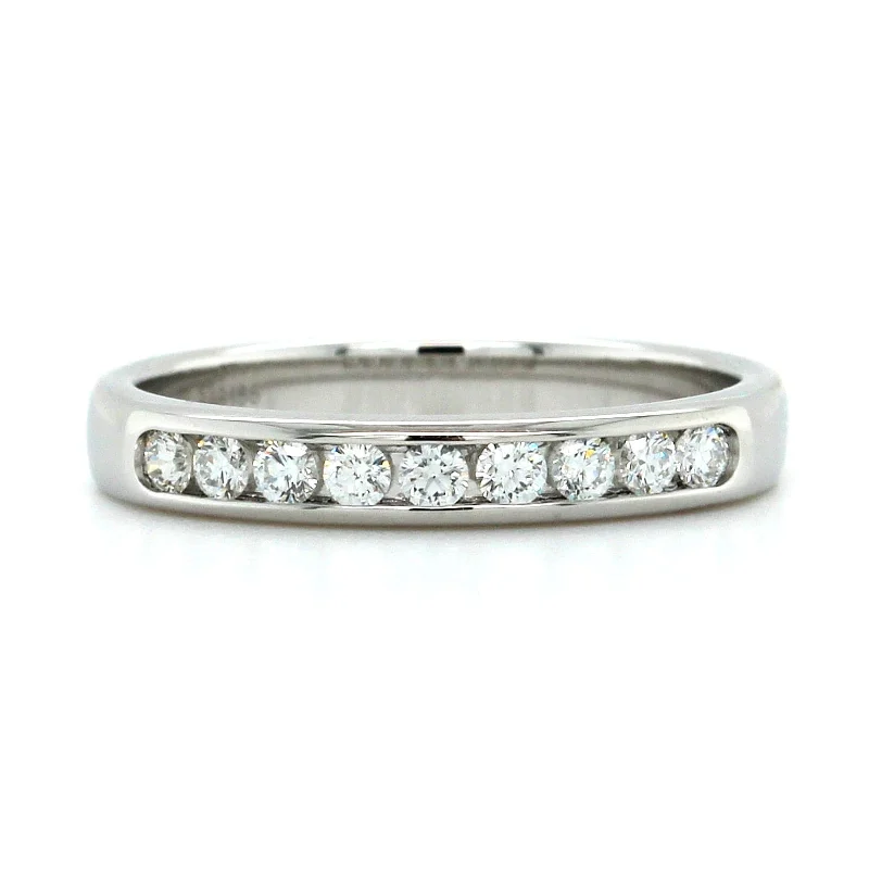 18K White Gold Channel Set 9 Stone Diamond Band