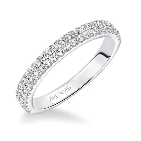 18K White Gold Double Row Shared Prong Band