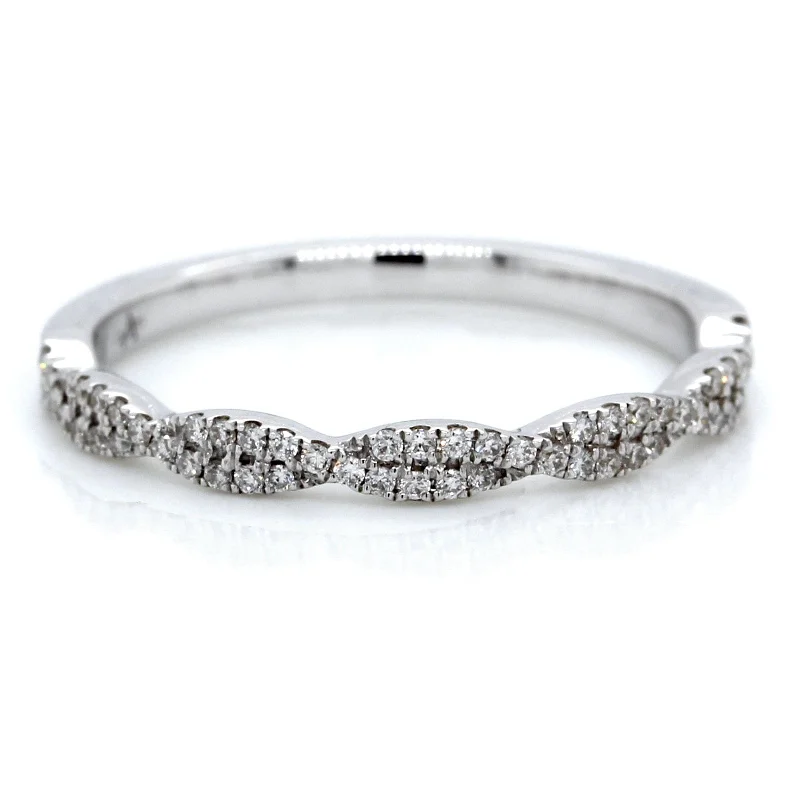 18K White Gold Twist Diamond Band