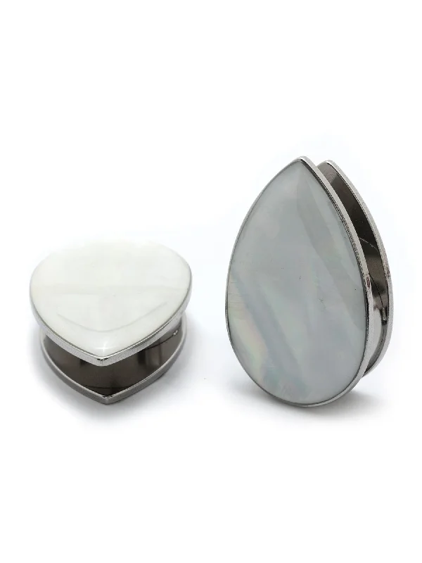 Teardrop Facade Pearl Steel Plugs