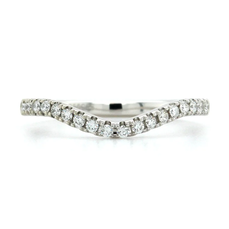 18K White Gold Large Curve Diamond Band