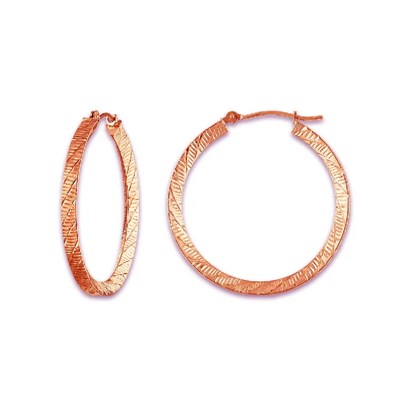 10KT Rose Gold 30X3MM Hoop Earrings