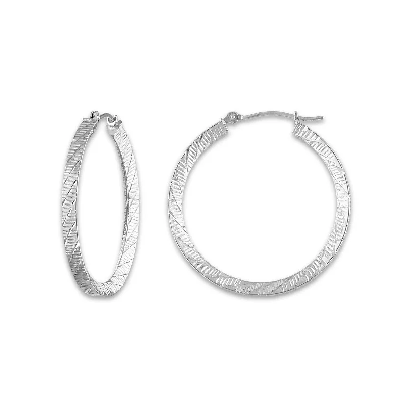 10KT White Gold 30MM Hoop Earrings