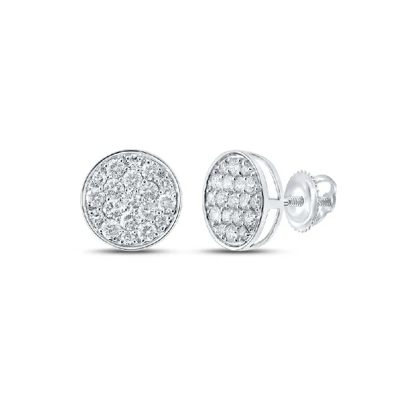 10kt White Gold Round Diamond Cluster Earrings 1/2 Cttw