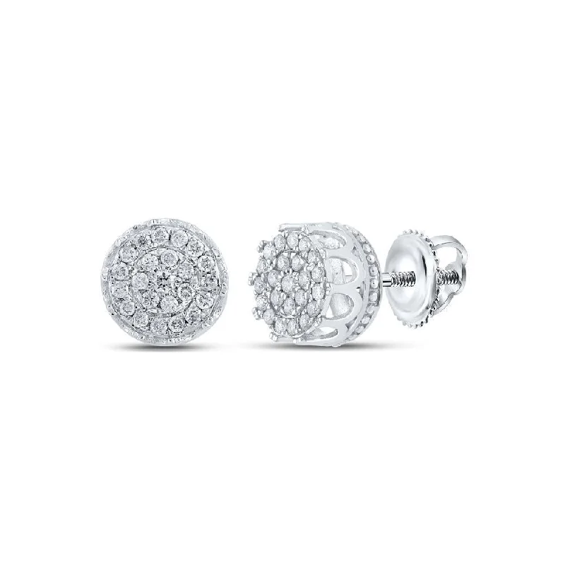 10kt White Gold Round Diamond Cluster Earrings 1/4 Cttw