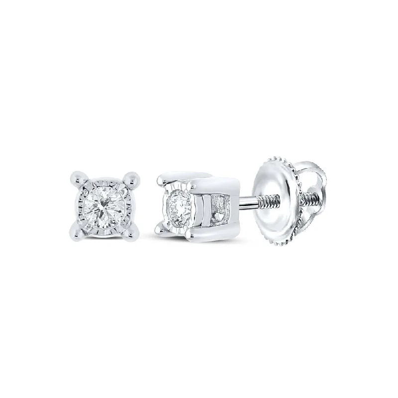 10kt White Gold Round Diamond Stud Earrings 1/10 Cttw