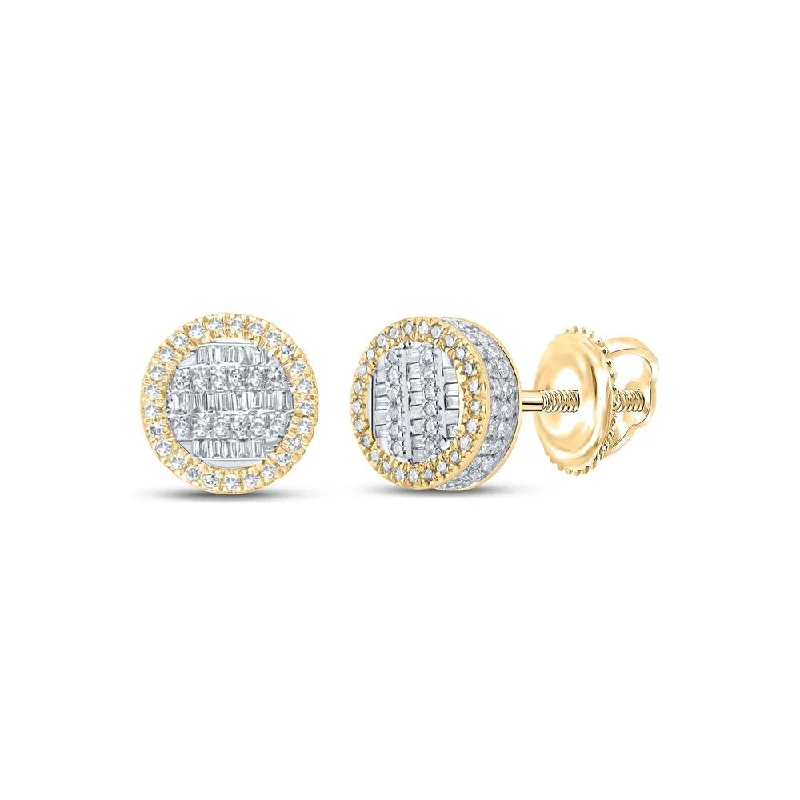 10kt Yellow Gold Baguette Diamond Circle Earrings 5/8 Cttw