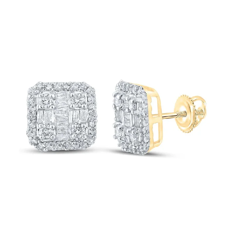 10kt Yellow Gold Baguette Diamond Square Earrings 1/2 Cttw