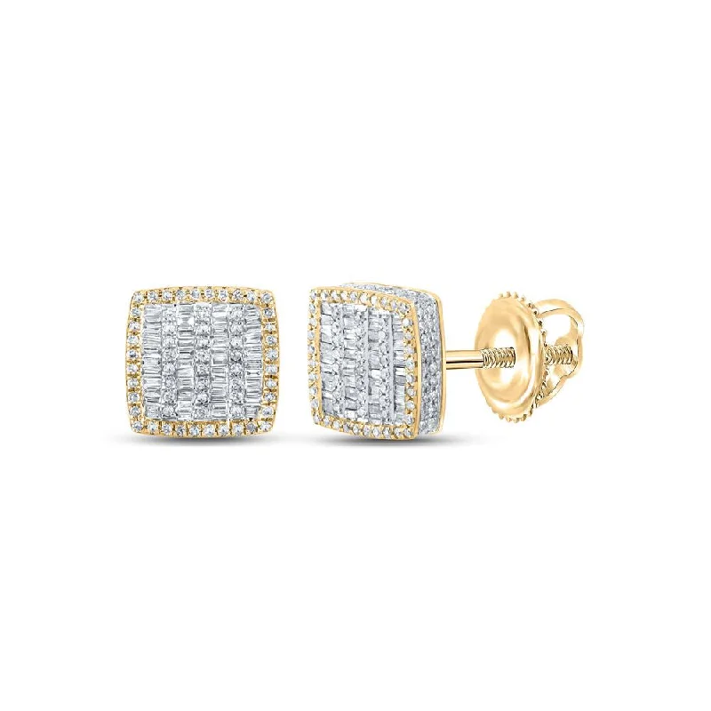 10kt Yellow Gold Baguette Diamond Square Earrings 1 Cttw