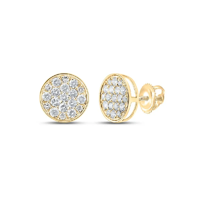 10kt Yellow Gold Round Diamond Cluster Earrings 1/2 Cttw