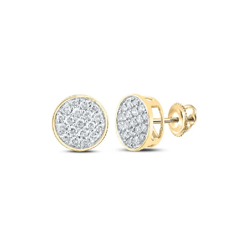 10kt Yellow Gold Round Diamond Cluster Earrings 1/4 Cttw