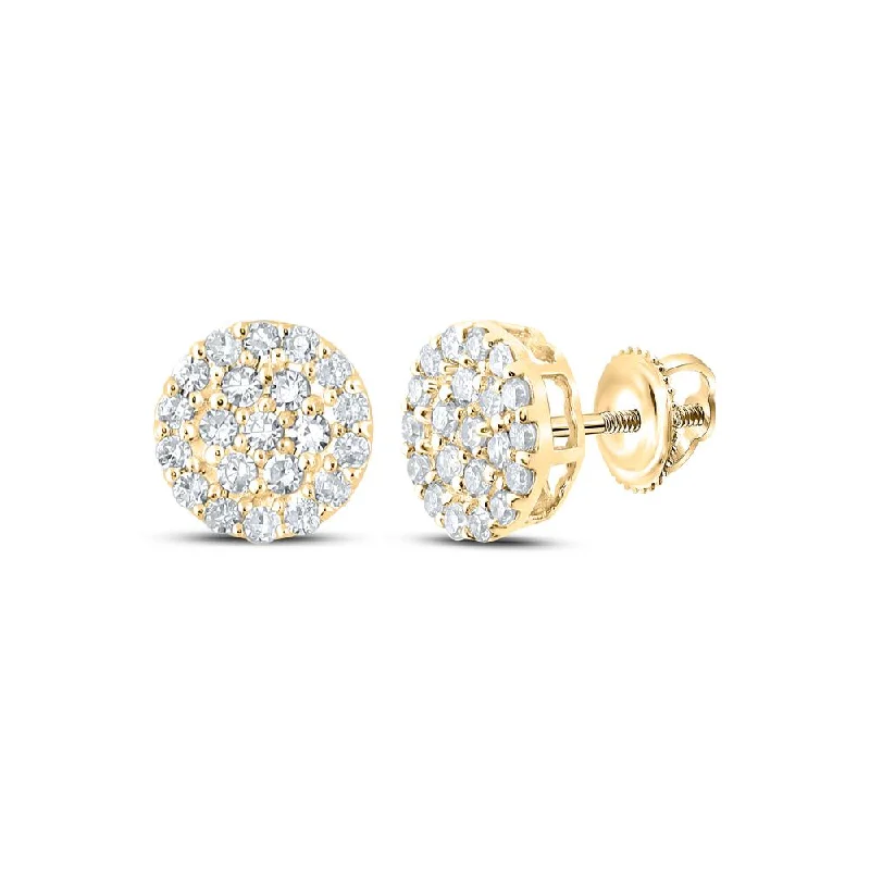 10kt Yellow Gold Round Diamond Cluster Earrings 1/4 Cttw