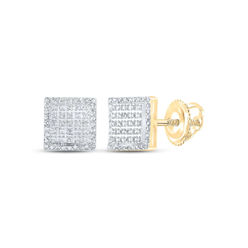 10kt Yellow Gold Round Diamond Square Earrings 1/3 Cttw