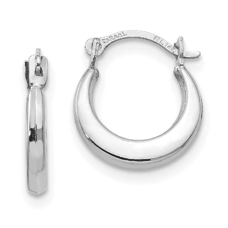 14KT White Gold 2X7MM Hoop Earrings