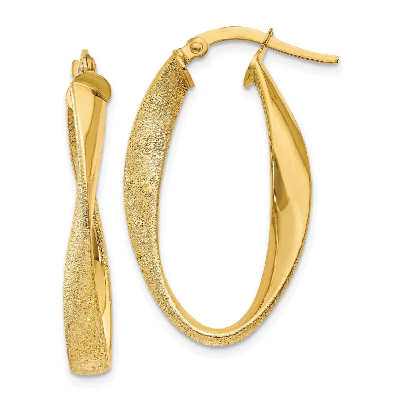 14KT Yellow Gold 10X4MM Twist Hoop Earrings