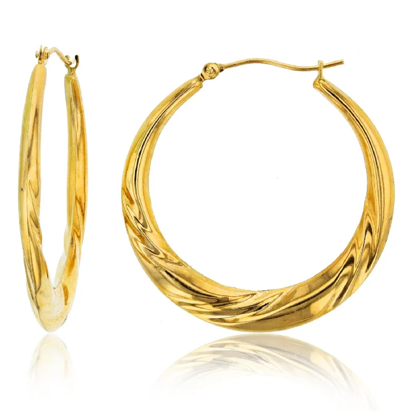 14KT Yellow Gold 3X34MM Hoop Twist Earrings