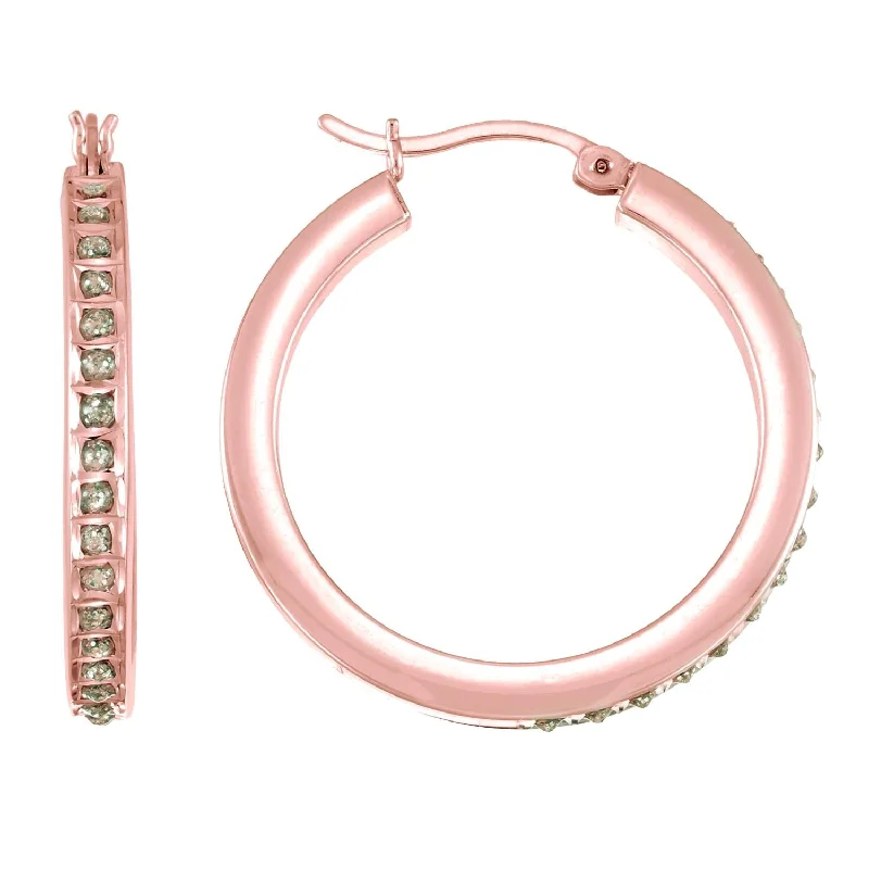 Diamond Fascination 14KT Rose Gold 15MM Diamond Accent Hoop Earrings