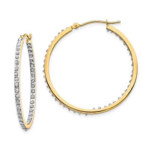 Diamond Fascination 14KT Yellow Gold 33MM Diamond Accent Hoop Earrings