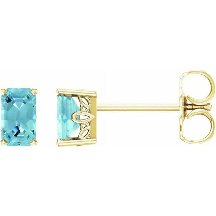 14K Yellow Natural Aquamarine Earrings