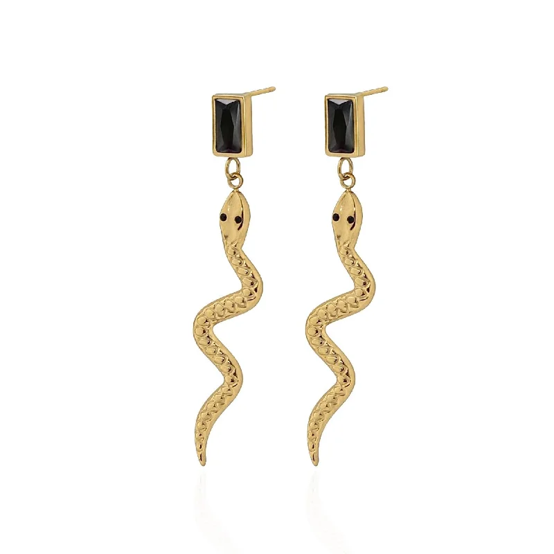 Noir Snake Drop Studs