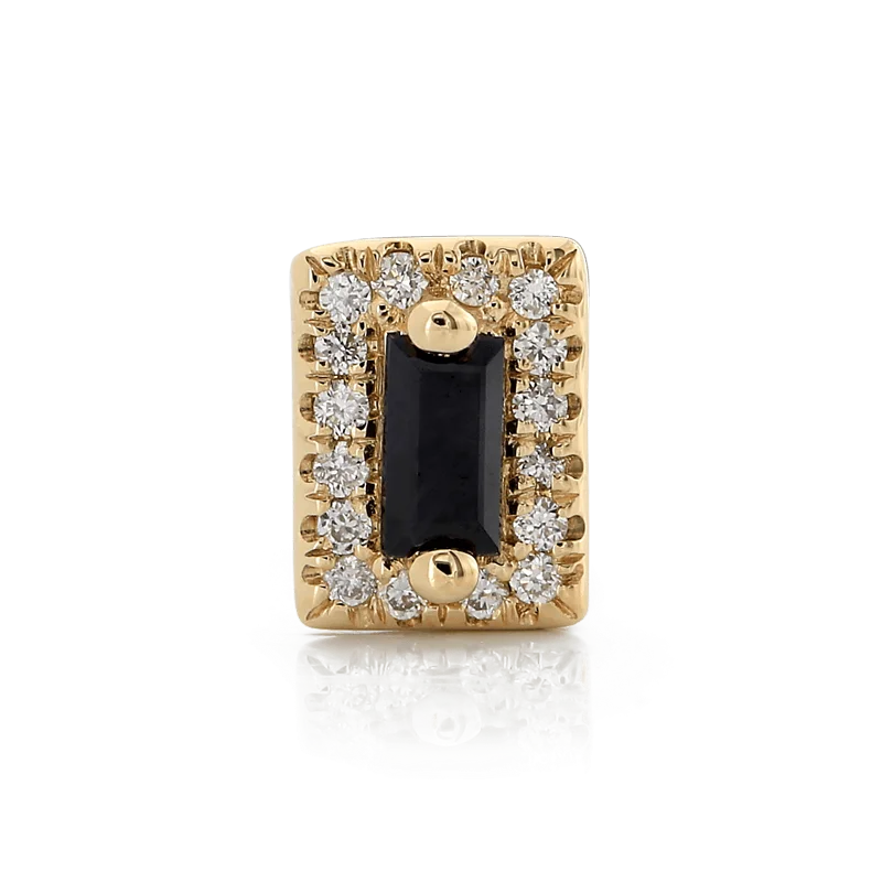 Rectangle with Colored Gemstone - Black Sapphire