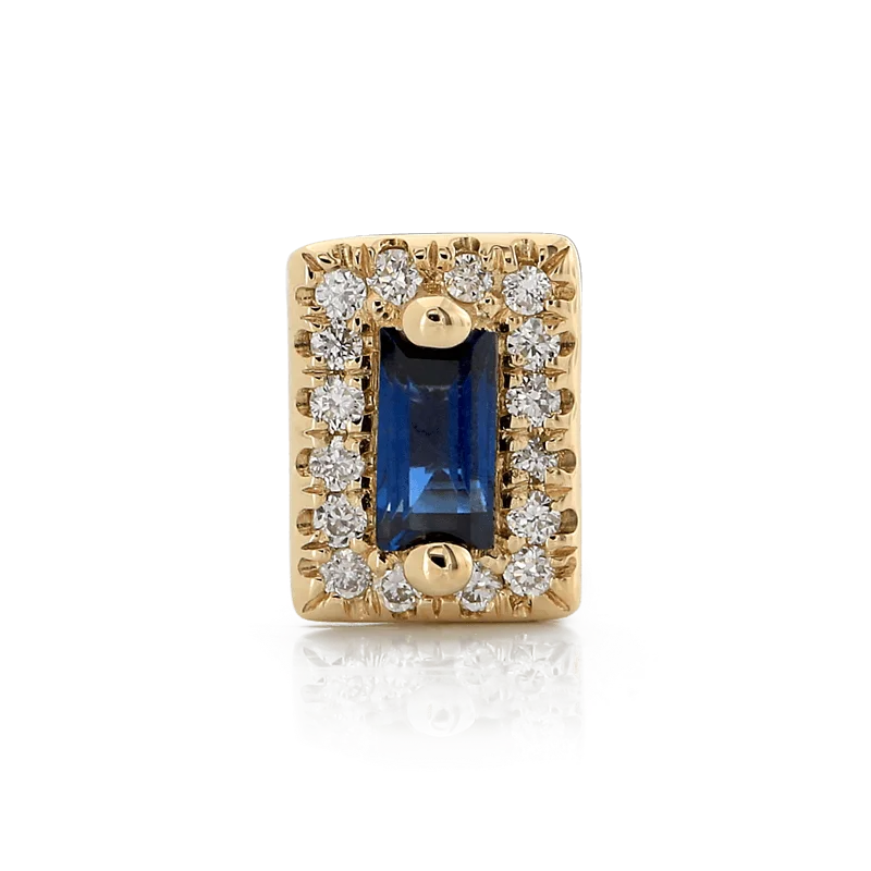 Rectangle with Colored Gemstone - Dark Blue Sapphire