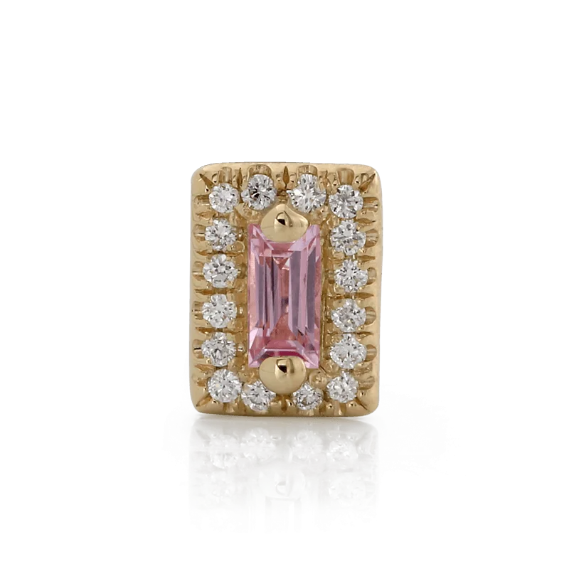 Rectangle with Colored Gemstone - Pink Sapphire