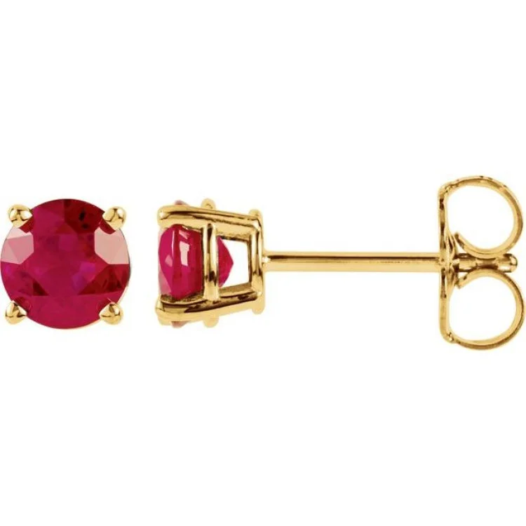 14K Yellow 5 mm Lab-Grown Ruby Stud Earrings