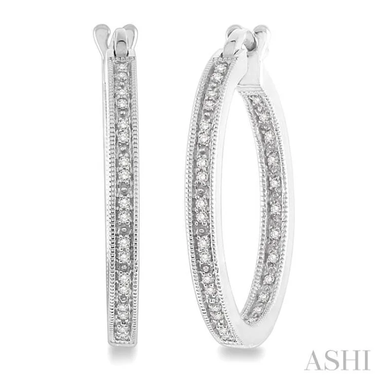 1/4 Ctw Single Cut Diamond Hoop Earrings in Sterling Silver