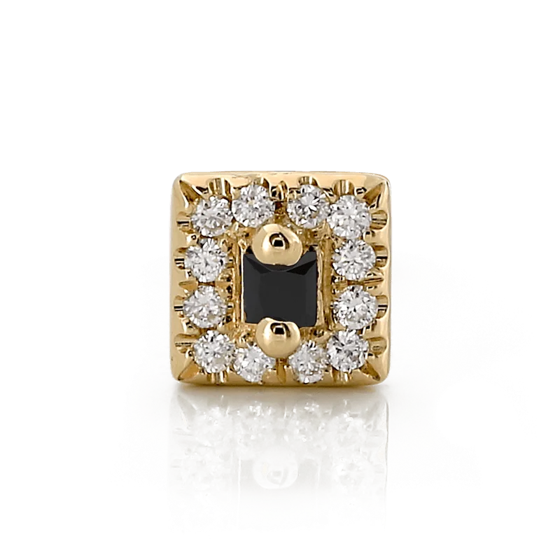 Square with Colored Gemstone - Black Sapphire