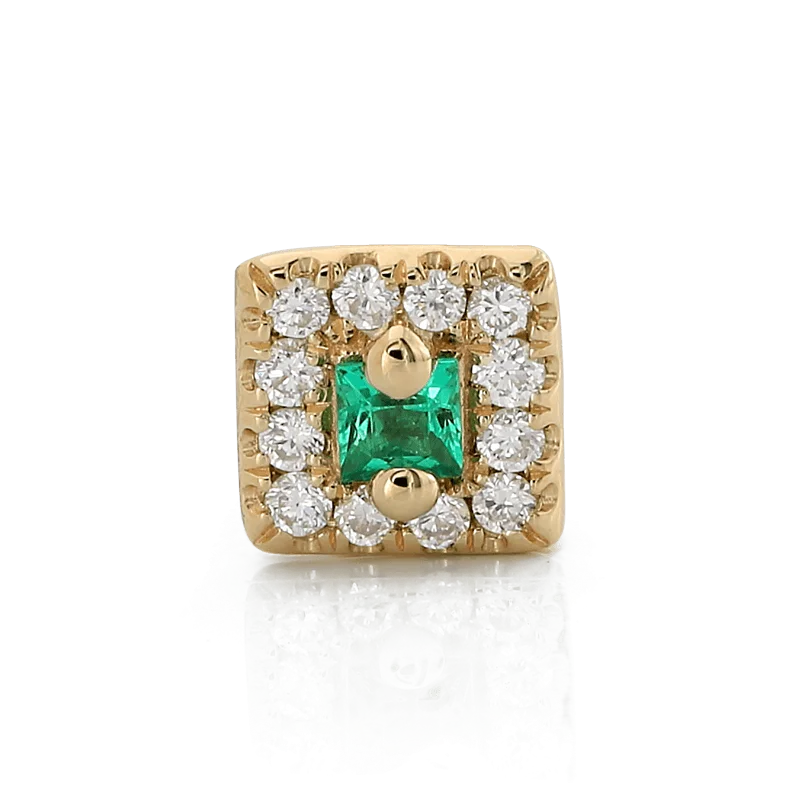 Square with Colored Gemstone - Emerald