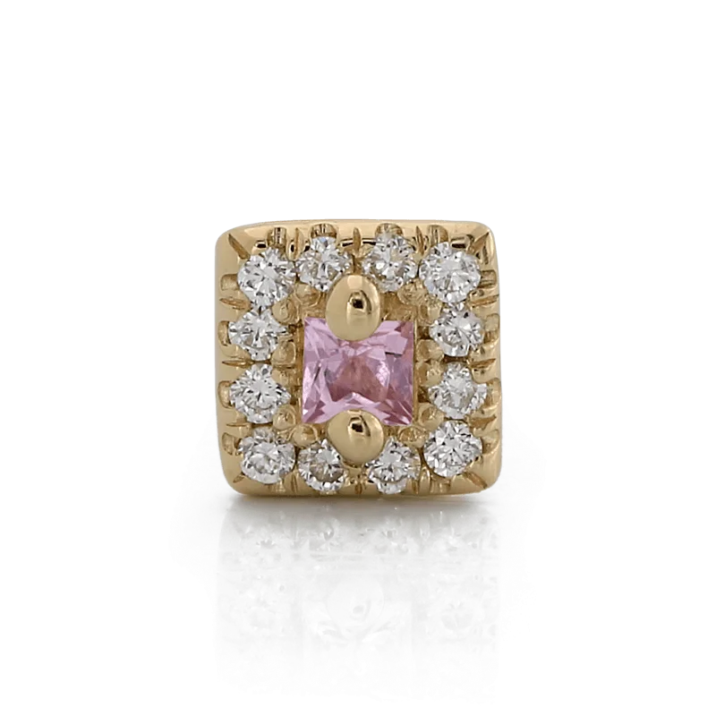 Square with Colored Gemstone - Pink Sapphire