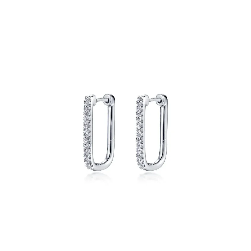 20mm x 12.5mm Rectangle Hoop Earrings - Sterling Silver