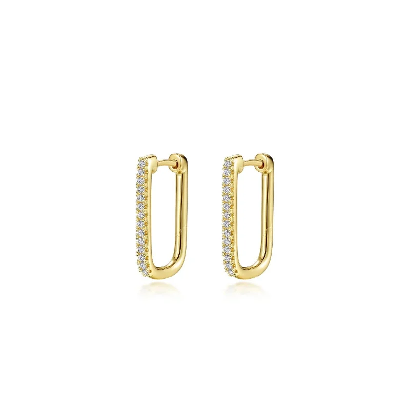 20mm x 12.5mm Rectangle Hoop Earrings - TR Gold