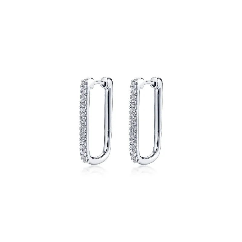 25mm x 14.3mm Rectangle Hoop Earrings - Sterling Silver