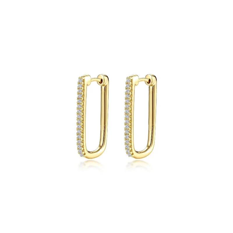 25mm x 14.3mm Rectangle Hoop Earrings - TR Gold