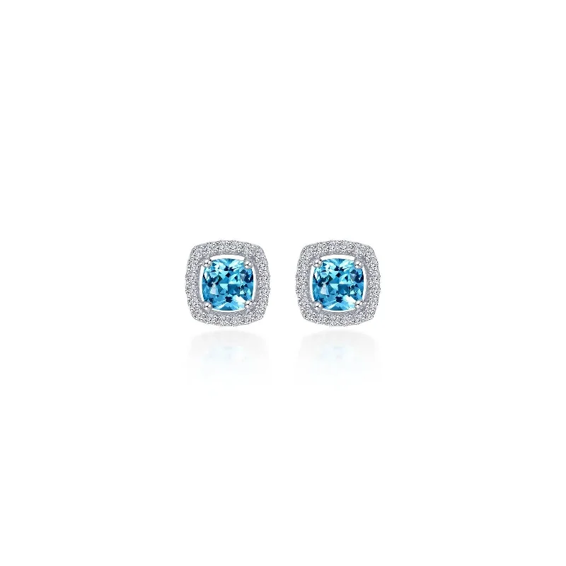 Cushion-Cut Halo Stud Earrings