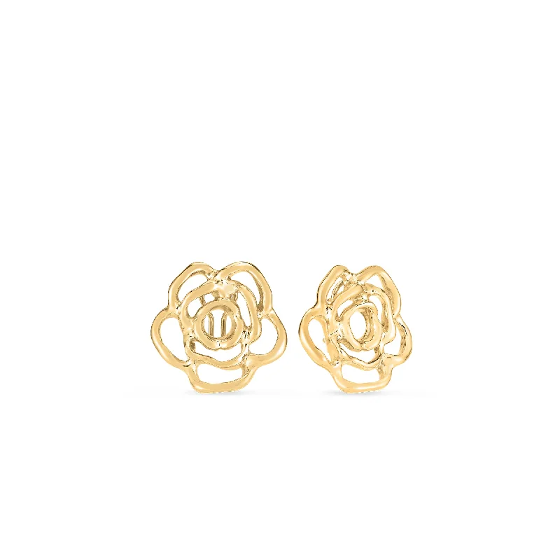 Roberto Coin Perfect Gold Hoops Flower Outline Earrings