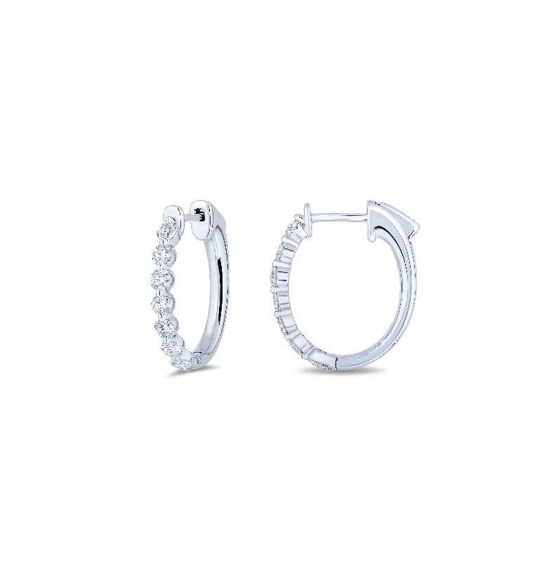 Sabel Collection White Gold Diamond Huggie Hoop Earrings