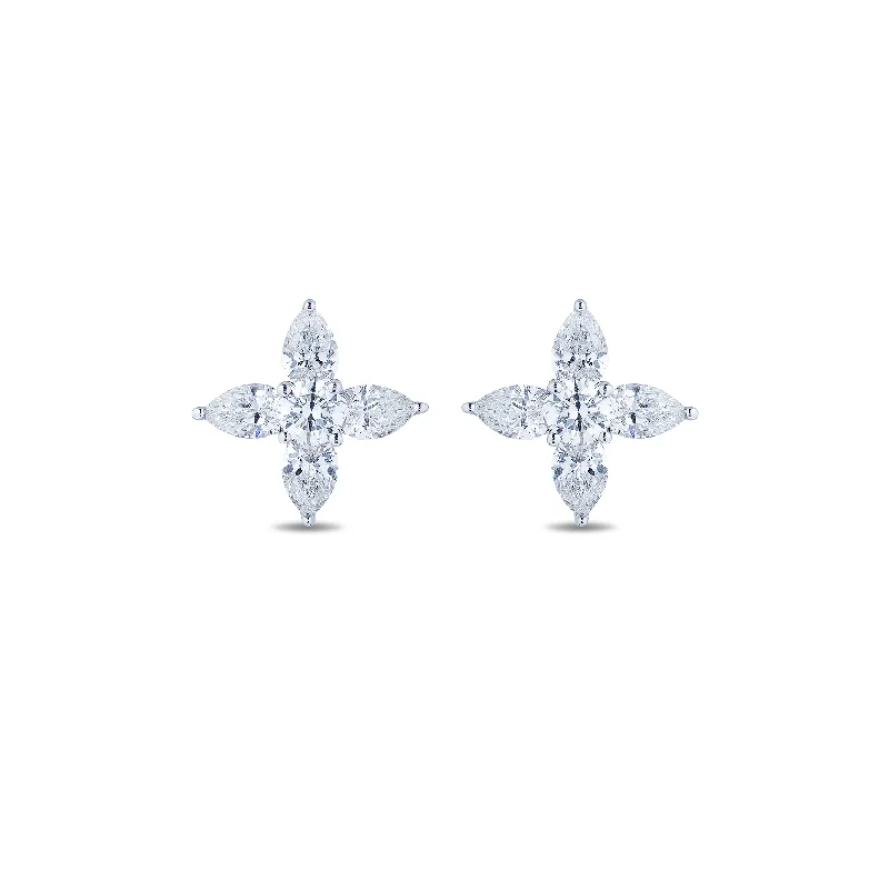 Sabel Collection White Gold Star Diamond Stud Earrings