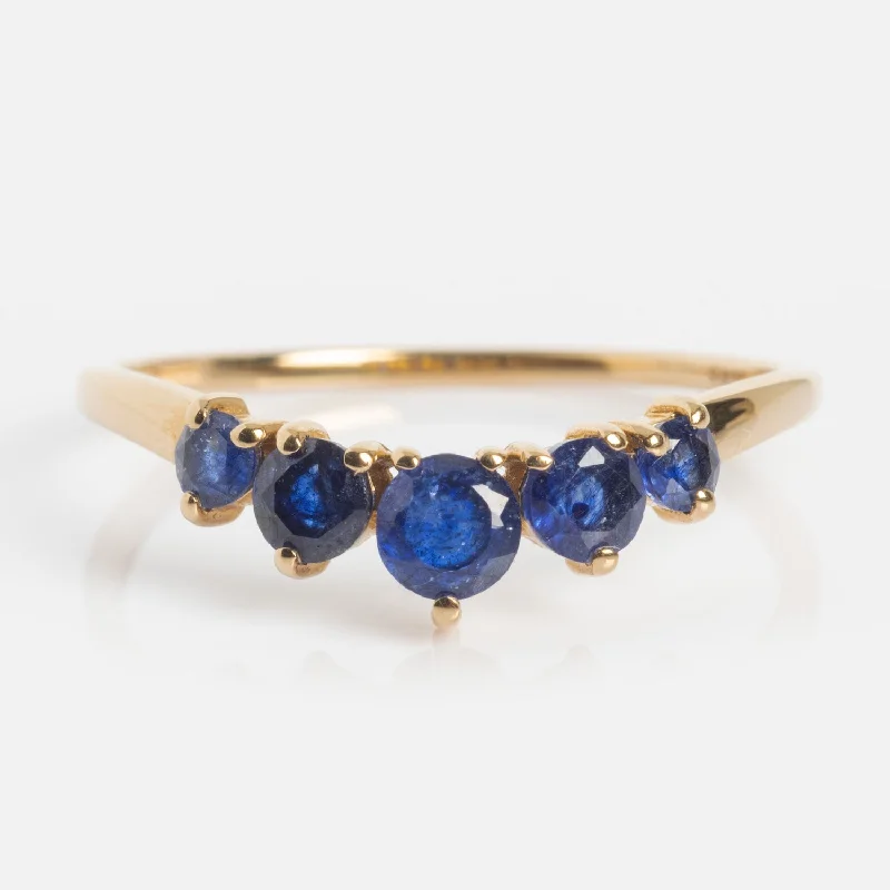 14k Blue Sapphire Arc Nesting Ring