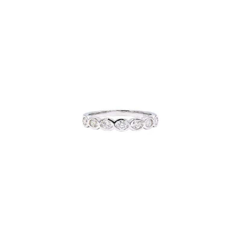 18 Karat White Gold Diamond Half Eternity Bezel Ring