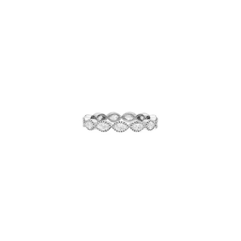 18 Karat white gold marquise shape diamond Marina band