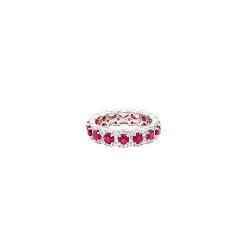 18 Karat White Gold Ruby and Diamond Eternity Ring