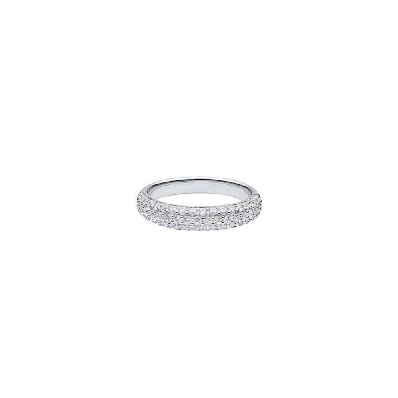 18 Karat White Gold Three Row Diamond Ring