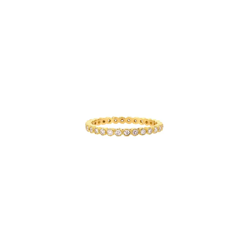 18 Karat Yellow Gold Mini Bezel Set Diamond Ring