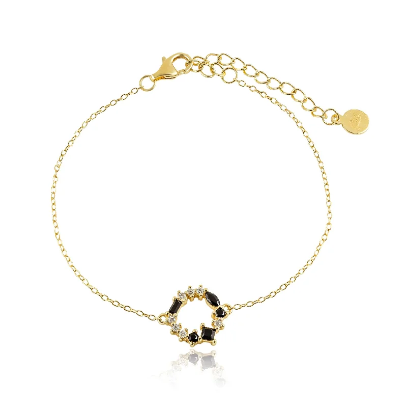 Aimee Black & White CZ Gold Bracelet