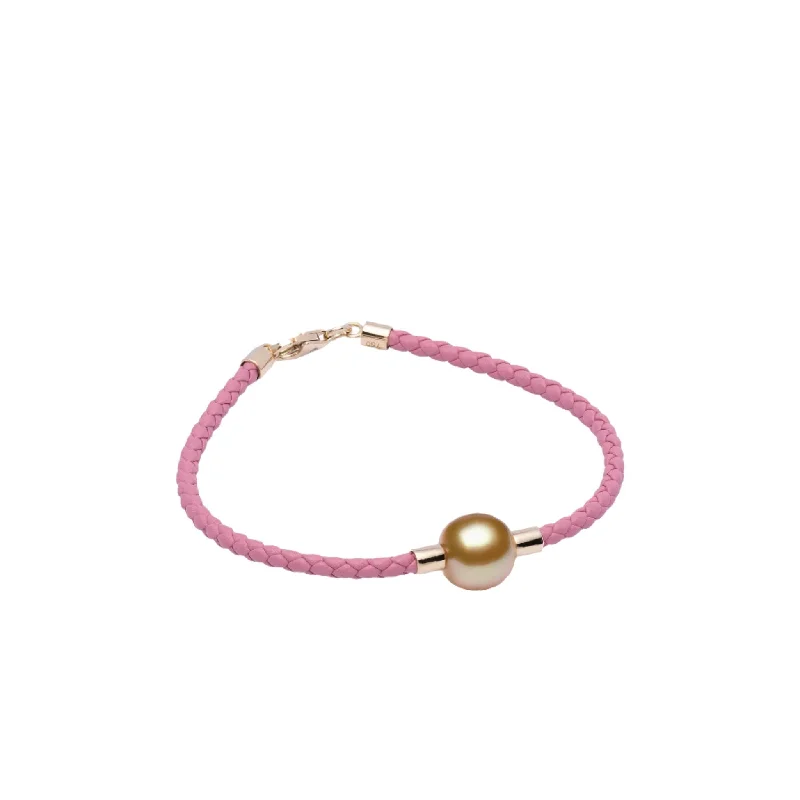 JEWELMER South Sea Pearl Bracelet on Pink Braided Cord