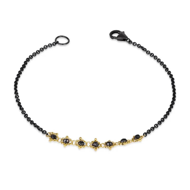 Petite Contrast Textile Bracelet in Black Diamond